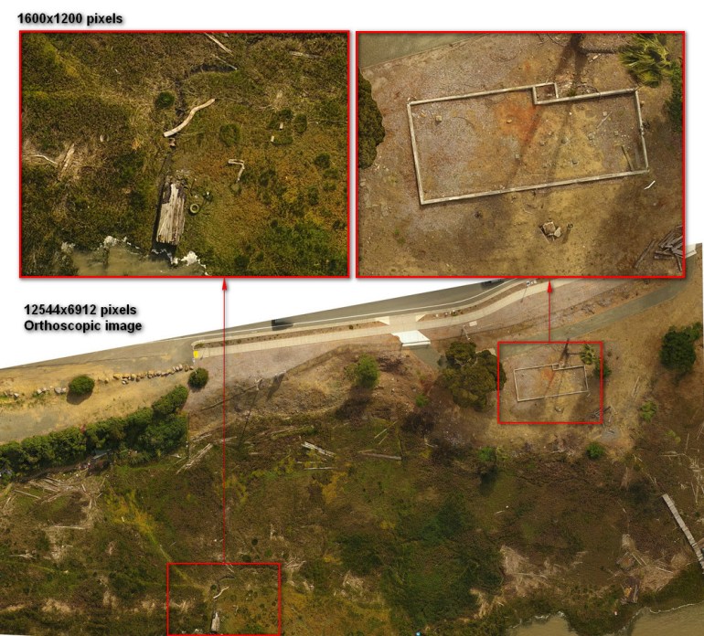 Orthomosaic (Overhead with enlargements for mapping)